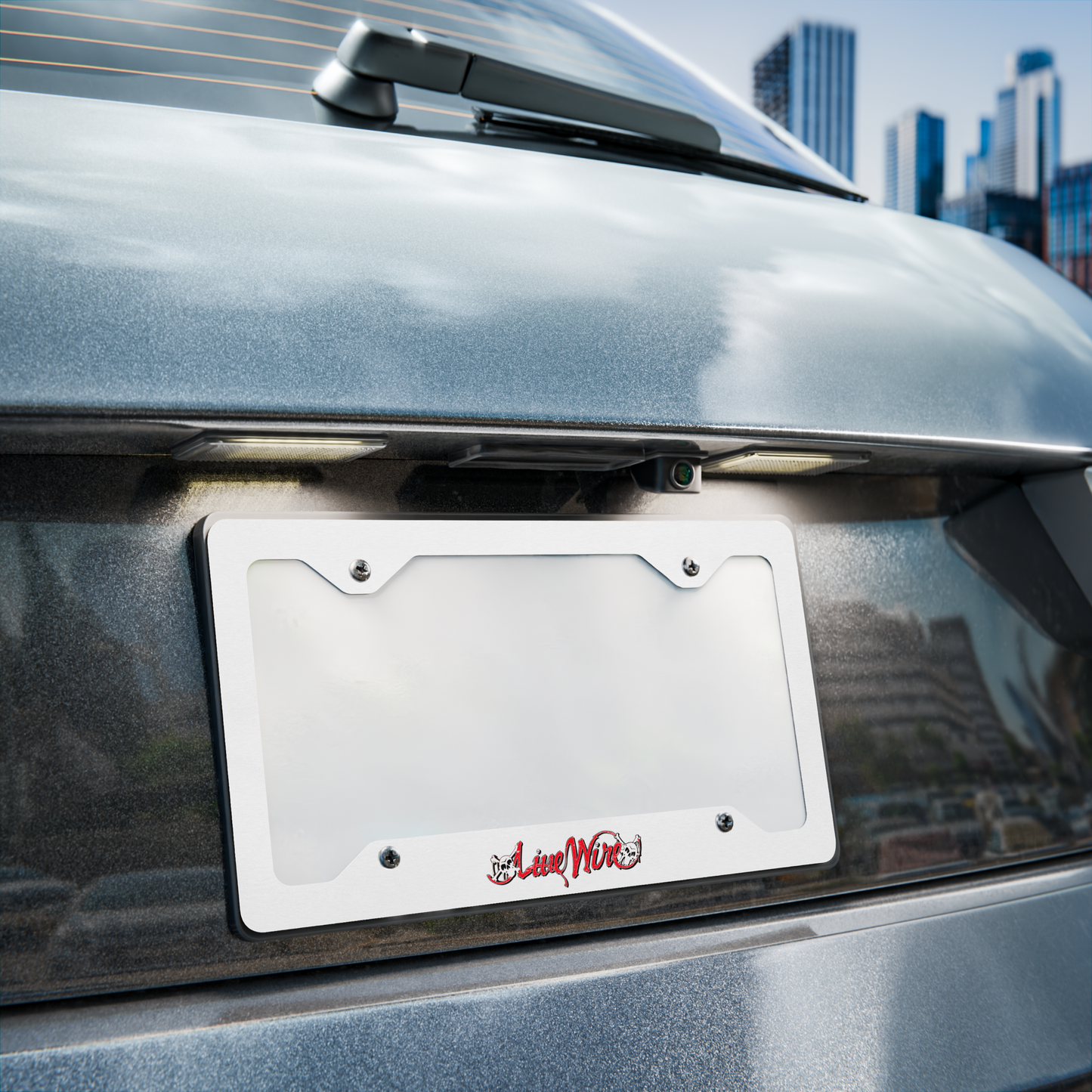 Live Wire Logo Metal License Plate Frame