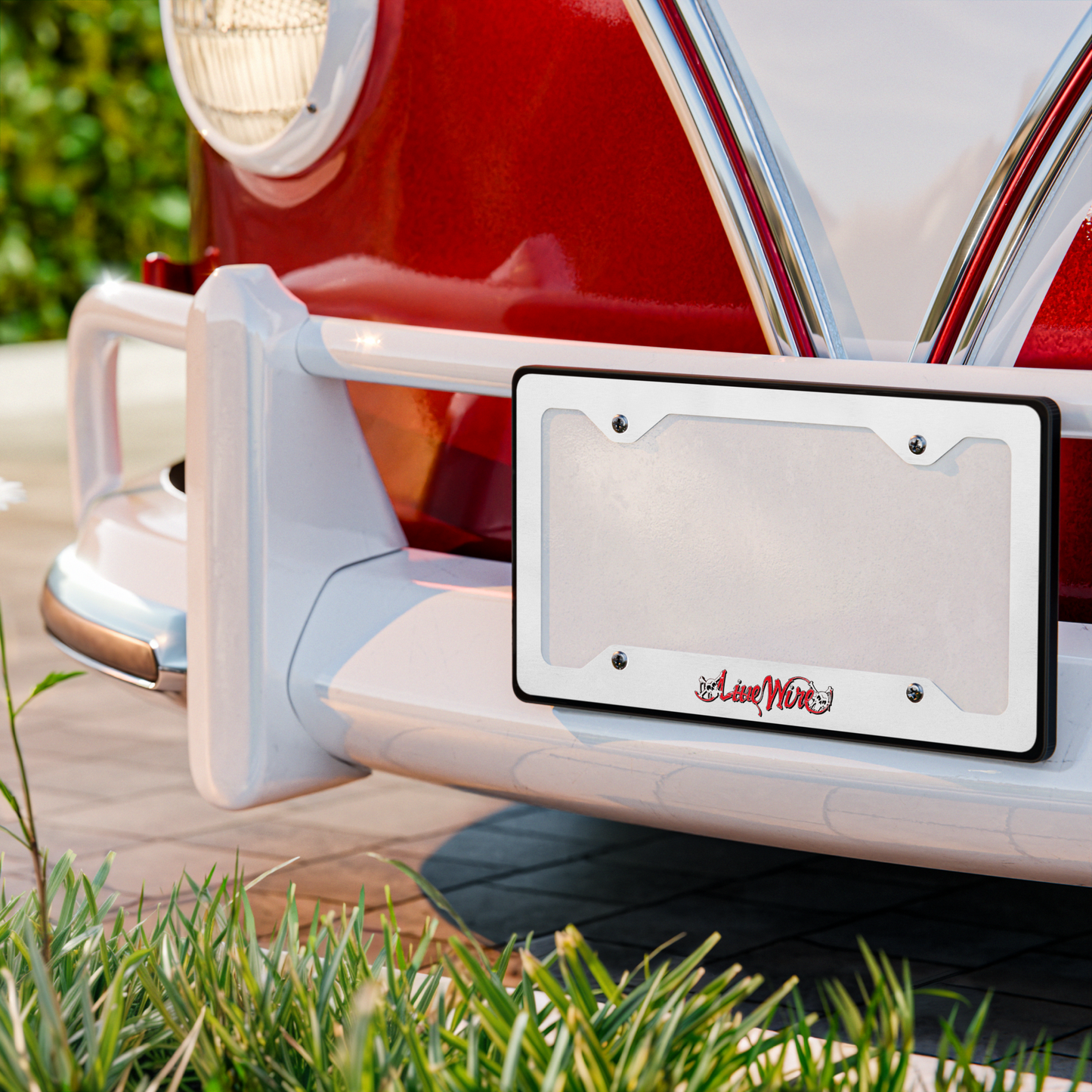 Live Wire Logo Metal License Plate Frame