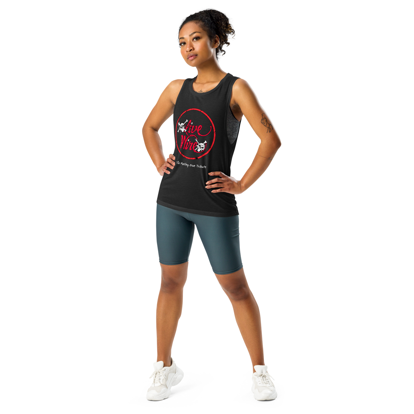 Live Wire Dr. Feelgood Logo Circle Skulls Ladies’ Muscle Tank