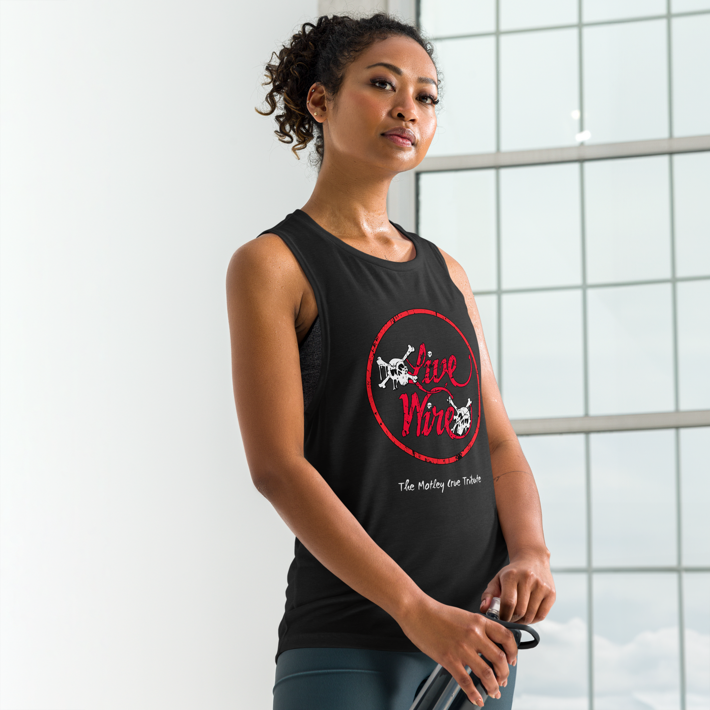 Live Wire Dr. Feelgood Logo Circle Skulls Ladies’ Muscle Tank