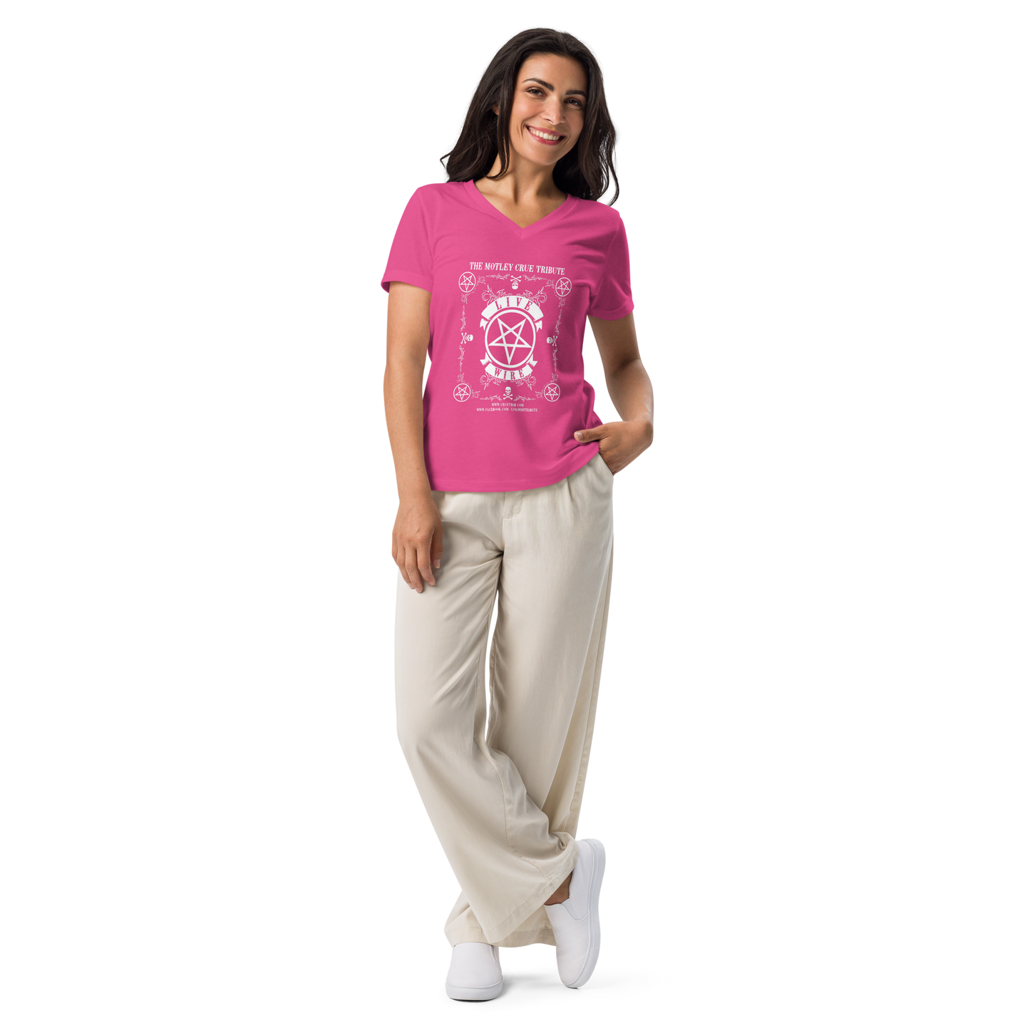 Women's Cut V-Neck Live Wire Tribal Tee (Bella Canvas Premium Tee)