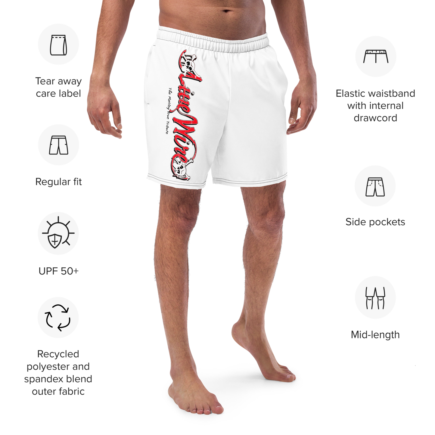 Dr. Feelgood Logo Swim Trunks (White)